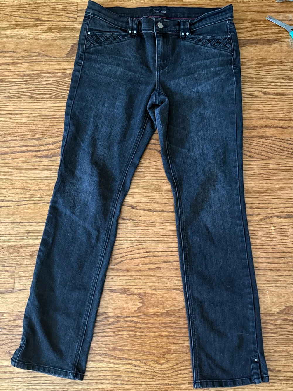 White House Black Market Women’s Straight Jeans Black Slim Mid Rise 10